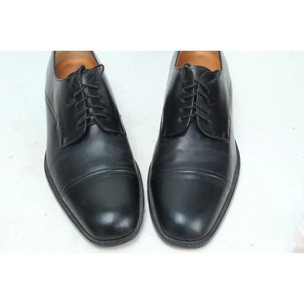 mezlan derby dress shoes cap toe black leather lace up mens oxfords sz 12 M